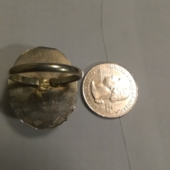 Vintage Large Mexico silver turquoise ring - Picture 3 of 8